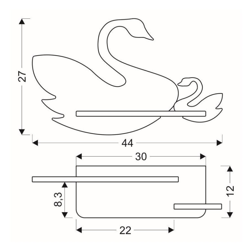 Candeeiro de parede para criança LED com prateleira SWAN LED/5W/230V - certificado FSC