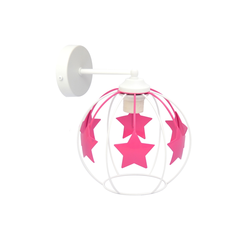 Candeeiro de parede para crianças STARS 1xE27/15W/230V rosa/branco