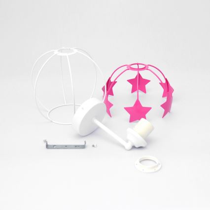 Candeeiro de parede para crianças STARS 1xE27/15W/230V rosa/branco