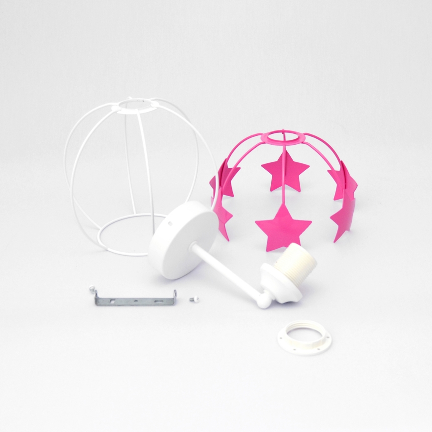 Candeeiro de parede para crianças STARS 1xE27/15W/230V rosa/branco