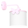 Candeeiro de parede para crianças SWEET 1xE27/15W/230V branco/rosa/borboleta