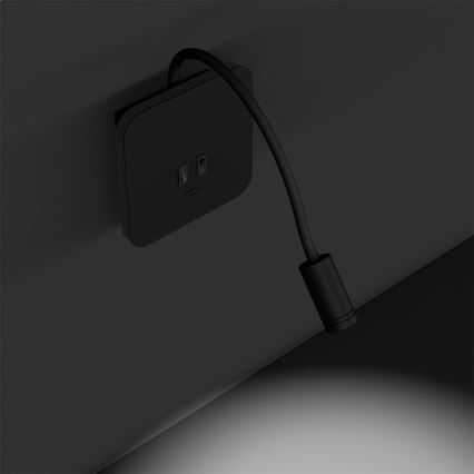 Candeeiro de parede pequeno e flexível LED BASE 1xLED/8W+1xLED/2W/230V preto/prata