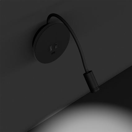 Candeeiro de parede pequeno e flexível LED BASE 1xLED/8W+1xLED/2W/230V preto/prata