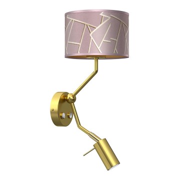 Candeeiro de parede pequeno ZIGGY 1xE27/40W/230V + 1xGU10/MR11/7W rosa/dourado