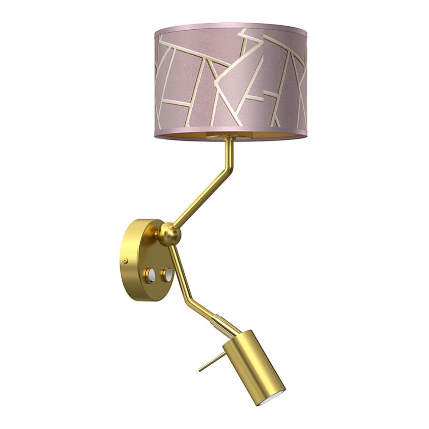 Candeeiro de parede pequeno ZIGGY 1xE27/40W/230V + 1xGU10/MR11/7W rosa/dourado