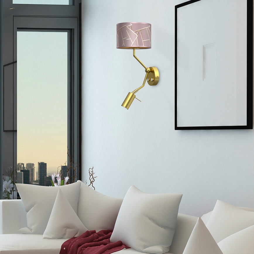 Candeeiro de parede pequeno ZIGGY 1xE27/40W/230V + 1xGU10/MR11/7W rosa/dourado