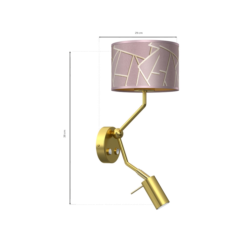 Candeeiro de parede pequeno ZIGGY 1xE27/40W/230V + 1xGU10/MR11/7W rosa/dourado