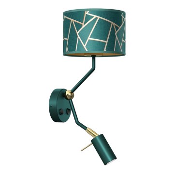 Candeeiro de parede pequeno ZIGGY 1xE27/40W/230V + 1xGU10/MR11/7W verde/dourado