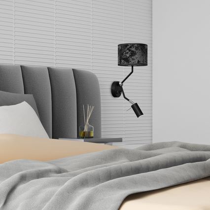 Candeeiro de parede SATINO 1xE27/40W/230V + 1xGU10/MR11/7W preto/cinzento