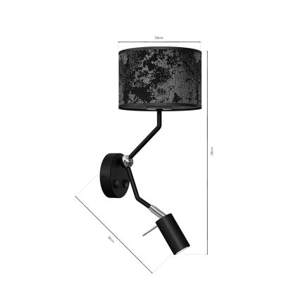Candeeiro de parede SATINO 1xE27/40W/230V + 1xGU10/MR11/7W preto/cinzento