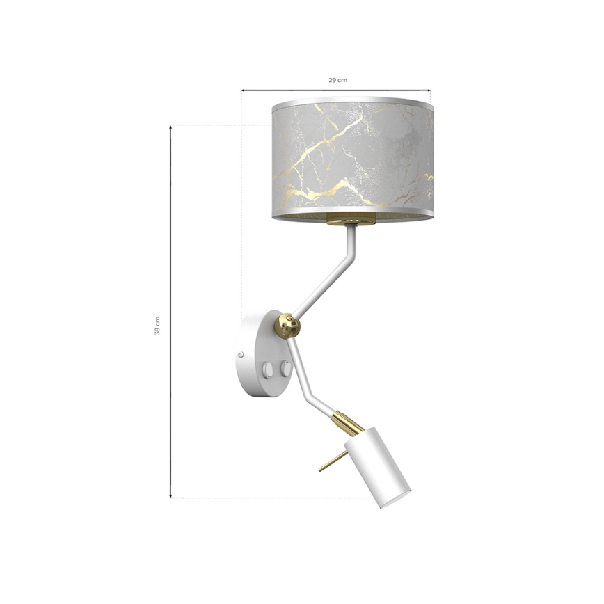 Candeeiro de parede SENSO 1xE27/40W/230V + 1xGU10/MR11/7W branco