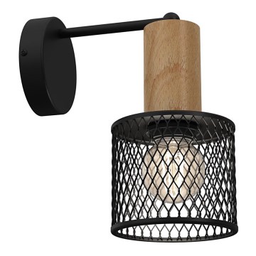 Candeeiro de parede SOBRESA 1xE27/60W/230V preto/madeira