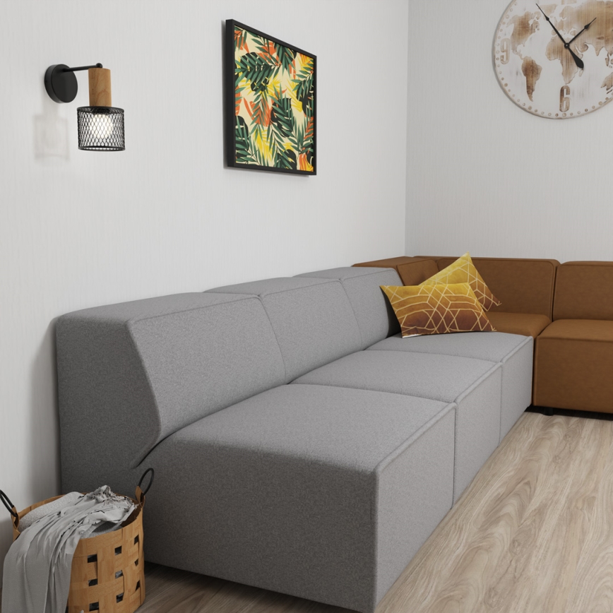 Candeeiro de parede SOBRESA 1xE27/60W/230V preto/madeira