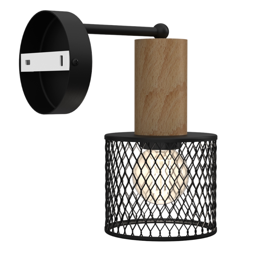 Candeeiro de parede SOBRESA 1xE27/60W/230V preto/madeira