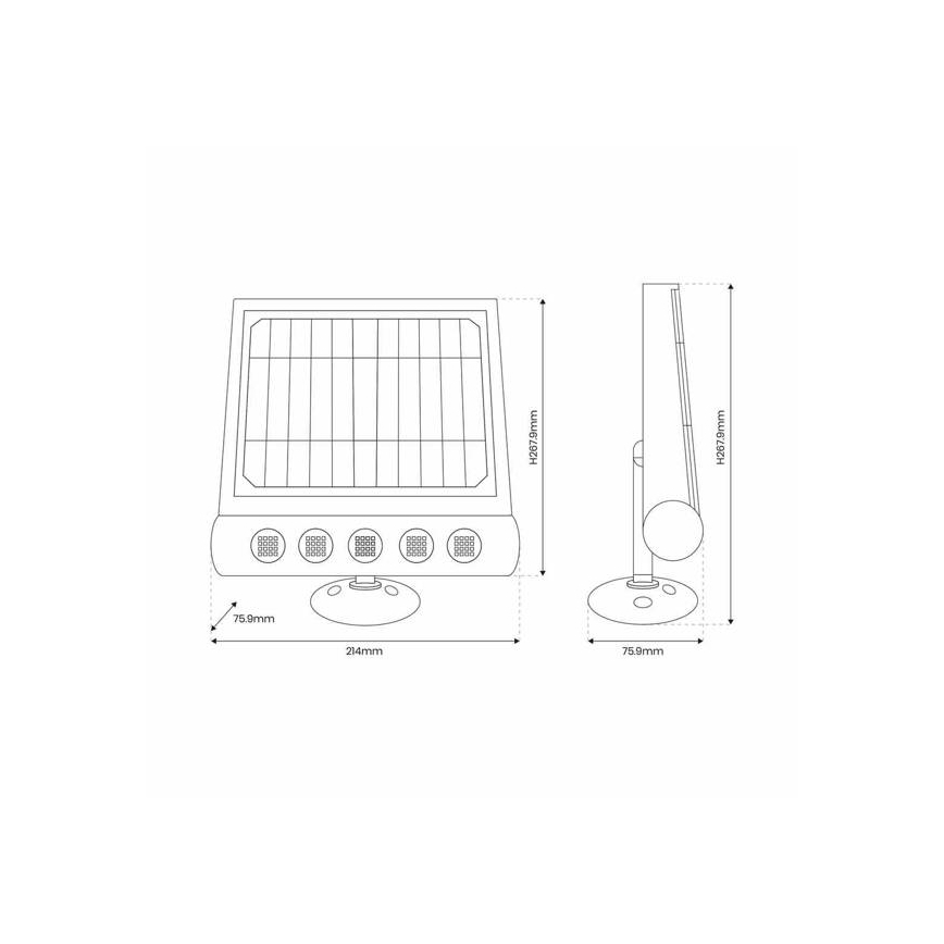 Candeeiro de parede solar LED com sensor de movimento LED/8W/3,7V 4000 mAh 4000K IP65