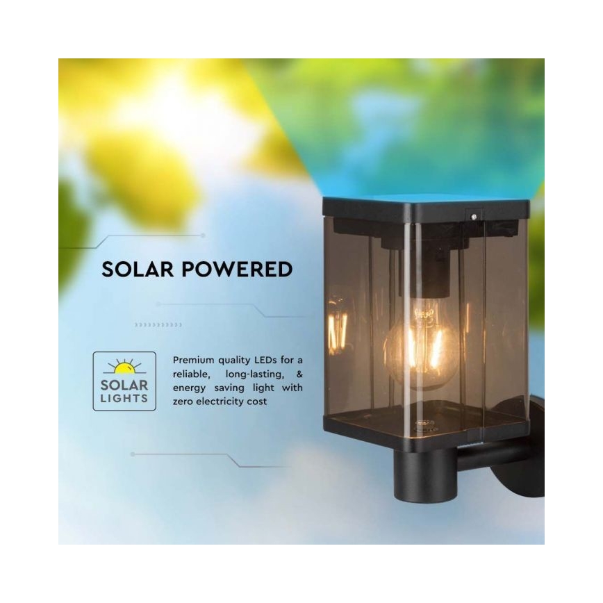 Candeeiro de parede solar LED para exterior com sensor LED/2,5W/3,7V 3000K IP54 2000 mAh