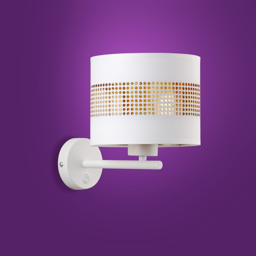Candeeiro de parede TAGO 1xE27/15W/230V branco/dourado