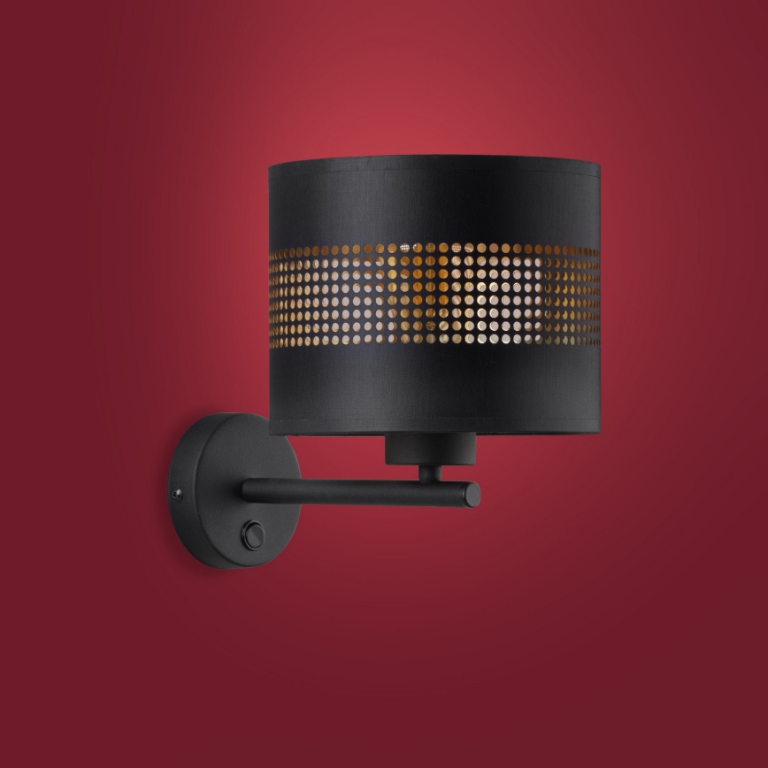 Candeeiro de parede TAGO 1xE27/15W/230V preto/dourado