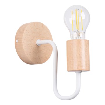 Candeeiro de parede TIMBO 1xE27/15W/230V branco/bege/faia