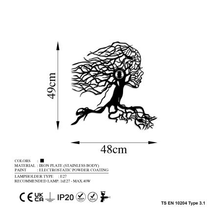 Candeeiro de parede TREE WOMAN 1xE27/40W/230V preto