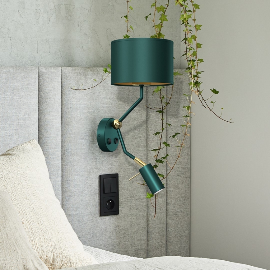 Candeeiro de parede VERDE 1xE27/60W/230V + 1xGU10-MR11/7W verde