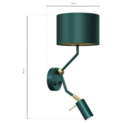 Candeeiro de parede VERDE 1xE27/60W/230V + 1xGU10-MR11/7W verde
