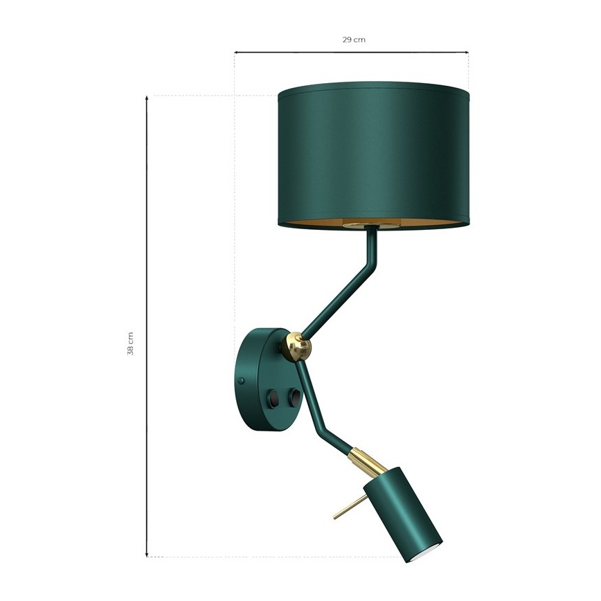 Candeeiro de parede VERDE 1xE27/60W/230V + 1xGU10-MR11/7W verde