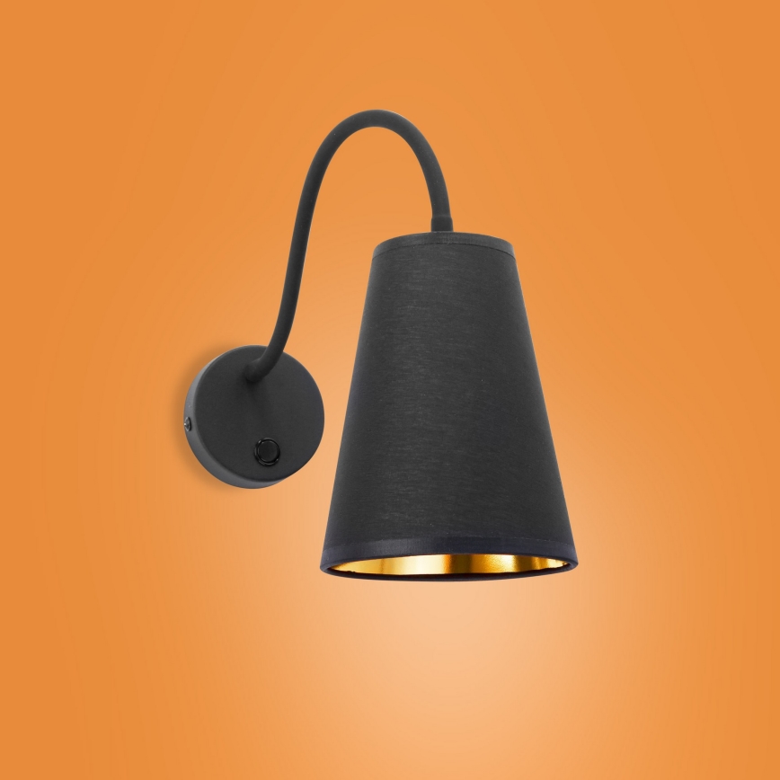 Candeeiro de parede WIRE 1xE27/15W/230V preto/dourado