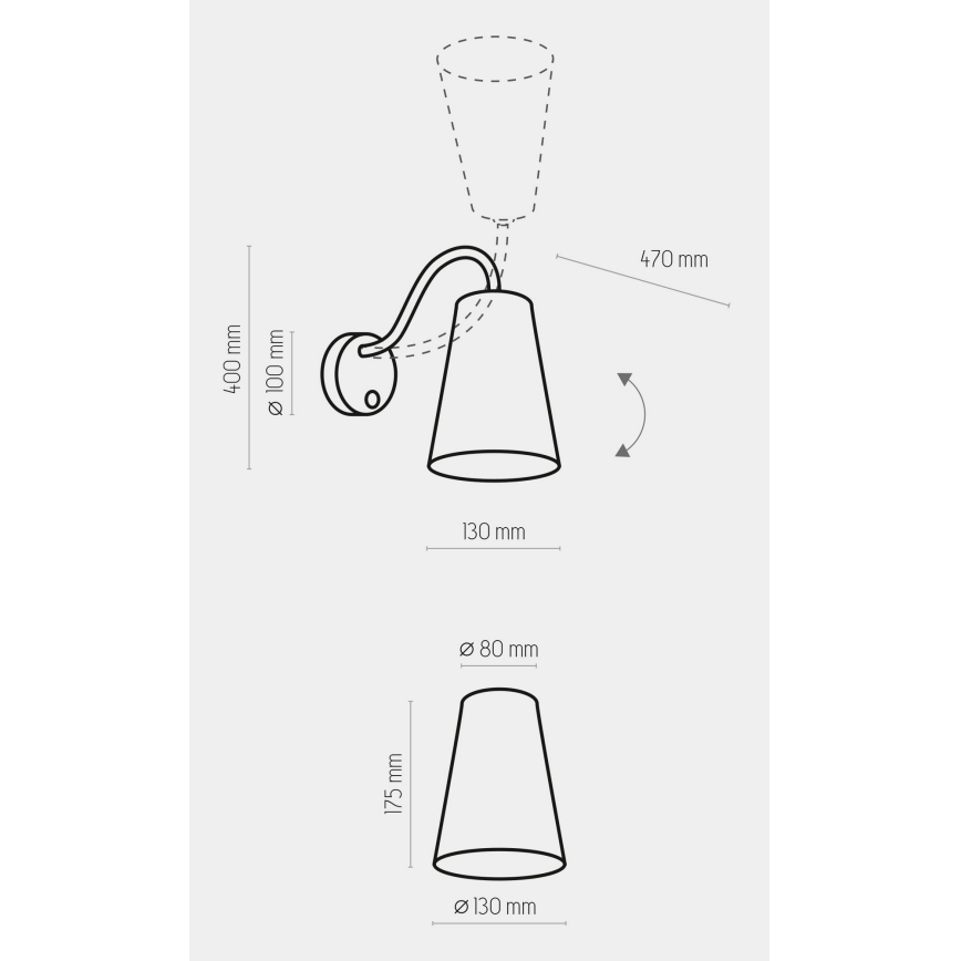 Candeeiro de parede WIRE 1xE27/15W/230V preto/dourado