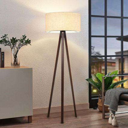 Candeeiro de pé AYD 1xE27/40W/230V bege/castanho