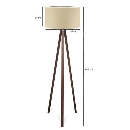 Candeeiro de pé AYD 1xE27/40W/230V bege/castanho