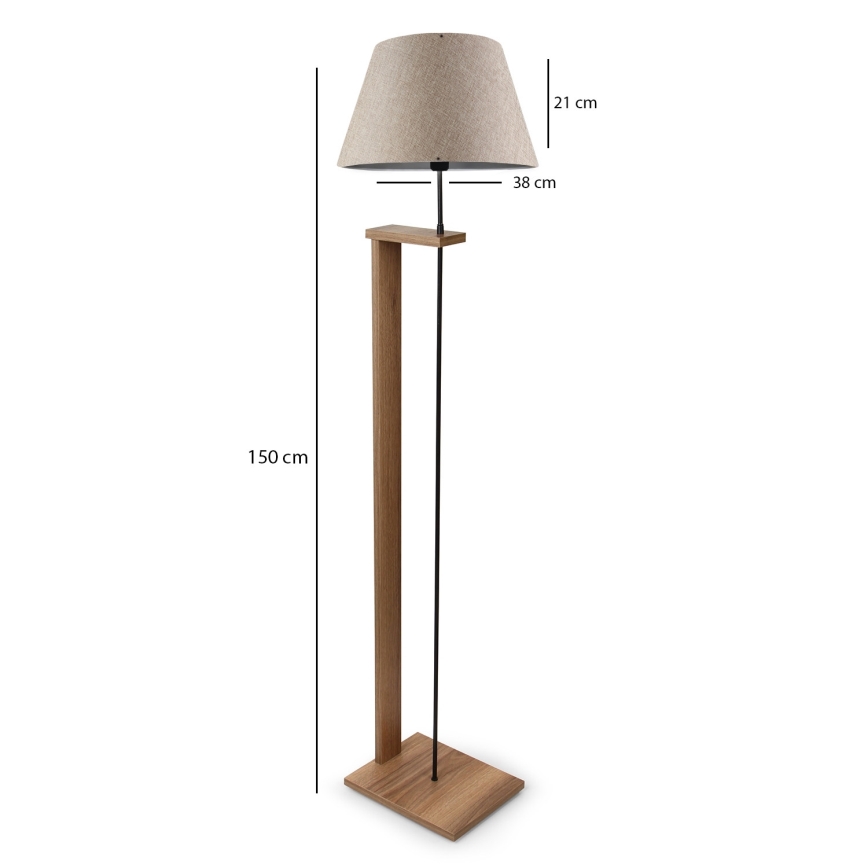 Candeeiro de pé AYD 1xE27/40W/230V bege/castanho