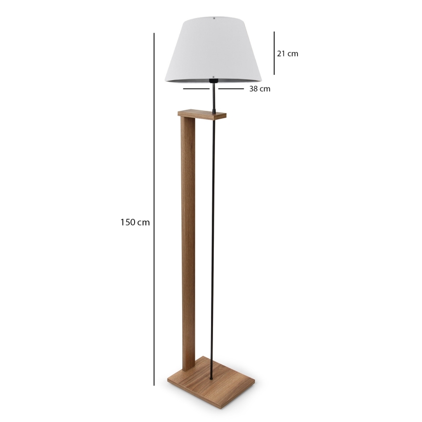 Candeeiro de pé AYD 1xE27/40W/230V branco/castanho