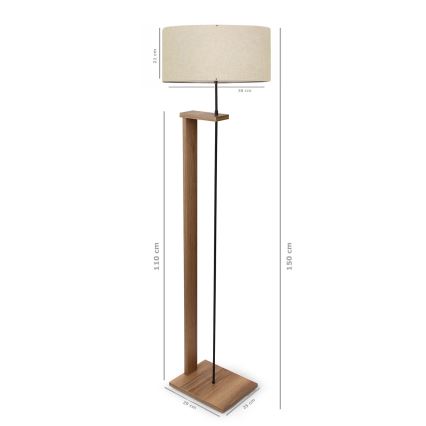 Candeeiro de pé AYD 1xE27/40W/230V castanho/bege
