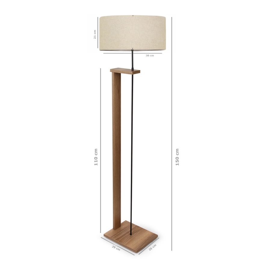 Candeeiro de pé AYD 1xE27/40W/230V castanho/bege