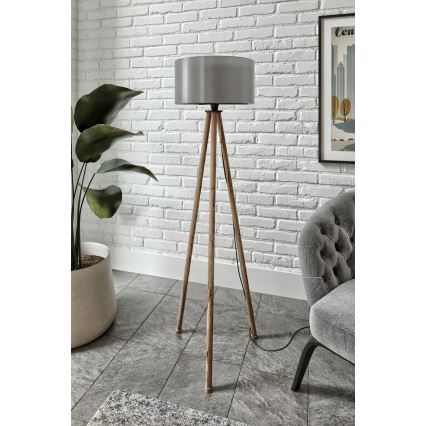Candeeiro de pé AYD 1xE27/40W/230V castanho/cinzento