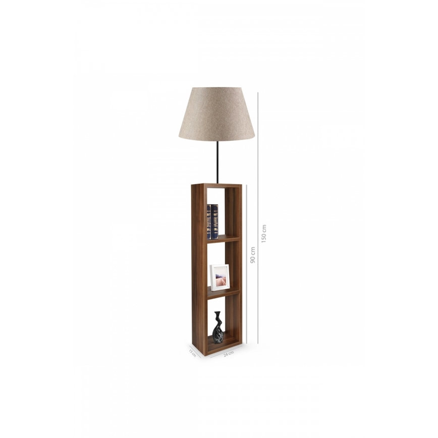 Candeeiro de pé AYD 1xE27/40W/230V castanho/cinzento