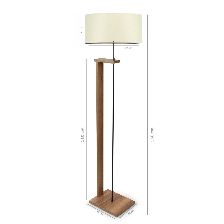 Candeeiro de pé AYD 1xE27/40W/230V castanho/creme