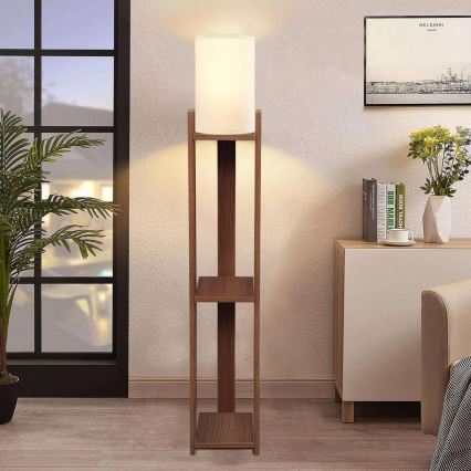 Candeeiro de pé AYD 1xE27/40W/230V castanho/creme