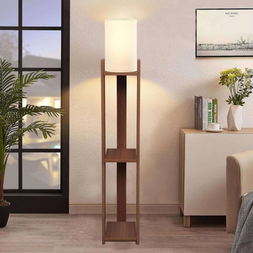 Candeeiro de pé AYD 1xE27/40W/230V castanho/creme