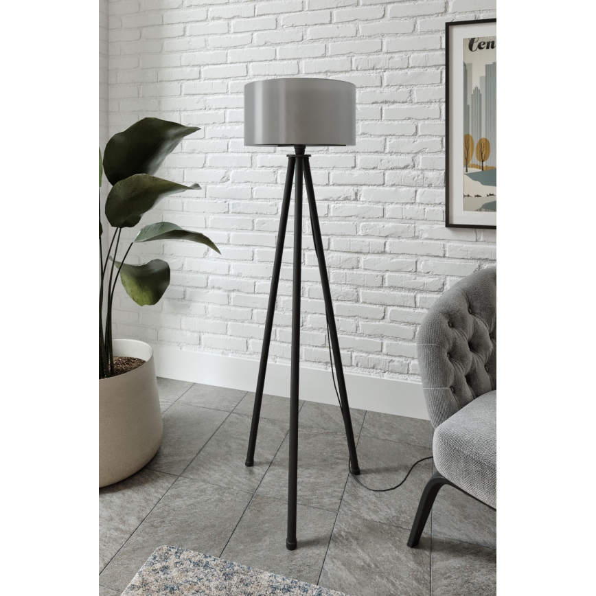 Candeeiro de pé AYD 1xE27/40W/230V preto/cinzento