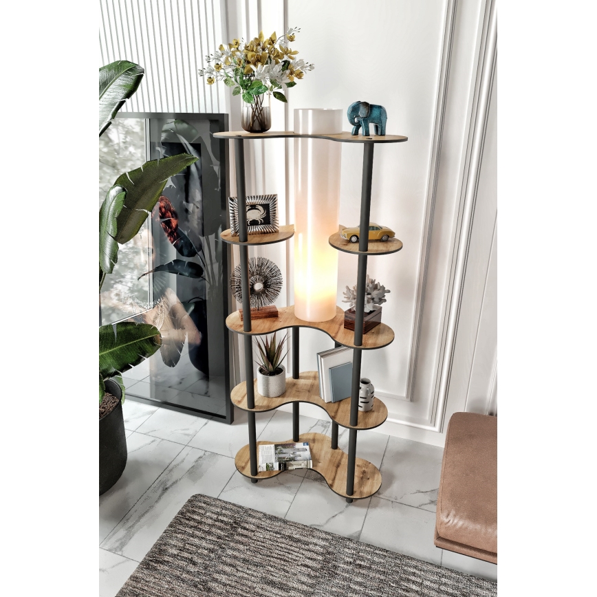 Candeeiro de pé com prateleiras 1xE27/40W/230V 150 cm preto/bege