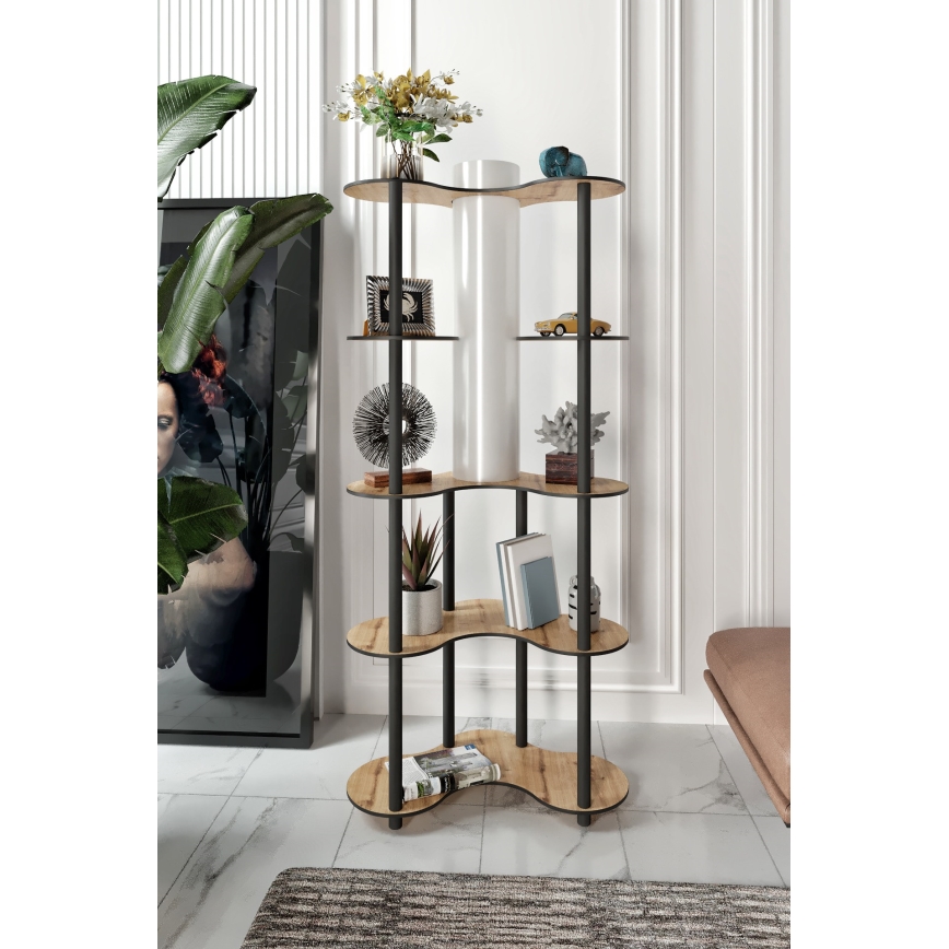 Candeeiro de pé com prateleiras 1xE27/40W/230V 150 cm preto/bege
