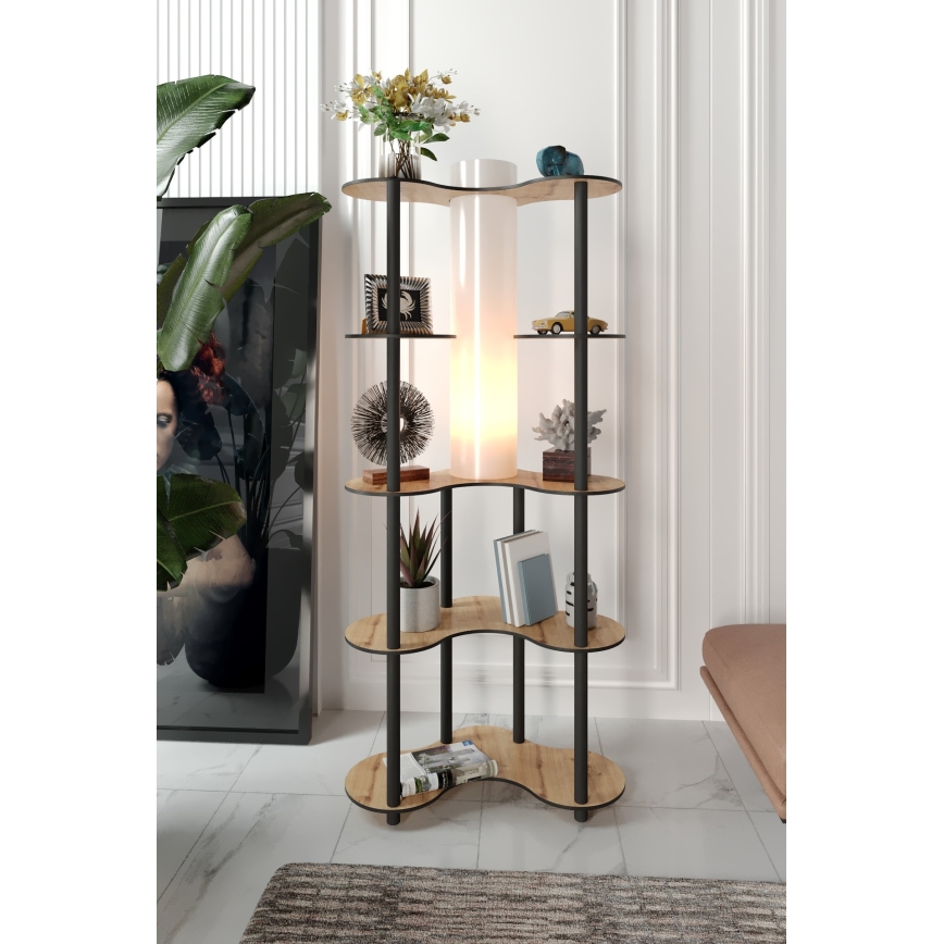 Candeeiro de pé com prateleiras 1xE27/40W/230V 150 cm preto/bege