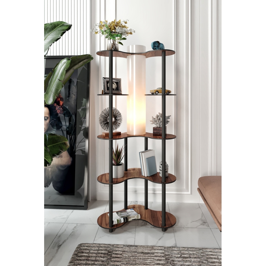 Candeeiro de pé com prateleiras 1xE27/40W/230V 150 cm preto/castanho
