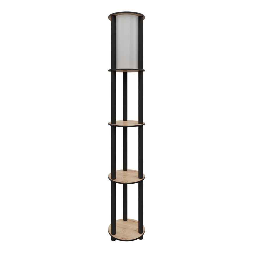 Candeeiro de pé com prateleiras 1xE27/40W/230V 150 cm preto/castanho