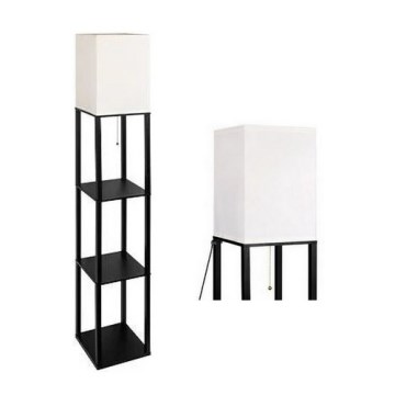 Candeeiro de pé com prateleiras 1xE27/60W/230V preto/branco