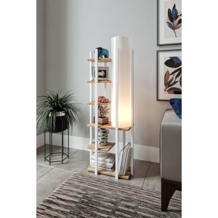 Candeeiro de pé com prateleiras MODA DOR 1xE27/40W/230V branco/castanho