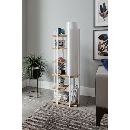 Candeeiro de pé com prateleiras MODA DOR 1xE27/40W/230V branco/castanho
