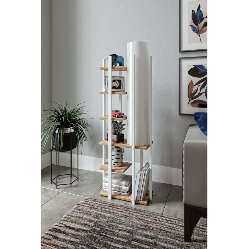 Candeeiro de pé com prateleiras MODA DOR 1xE27/40W/230V branco/castanho
